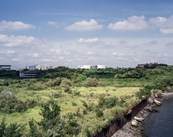 Scenic view of land against sky