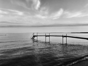 Scenic view of sea against cloudy sky