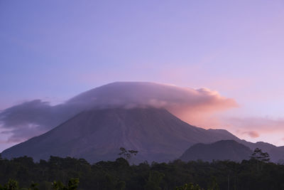 Scenic view of mountains against sky during sunset