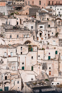 Matera, italy. high angle view of buildings in city