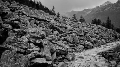 Scenic view of rocky mountains against sky