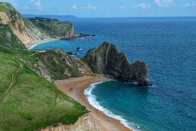 High angle view of beach against sky