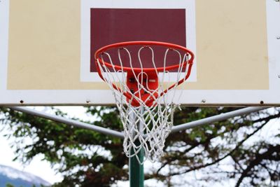 Low angle view of basketball hoop