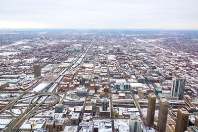 High angle view of chicago cityscape