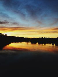 Scenic view of lake against dramatic sky