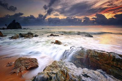 Scenic view of sea against sky during sunset