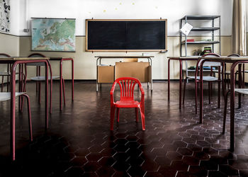 Empty chairs and table