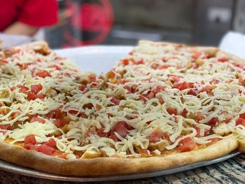 Close-up of pizza in plate