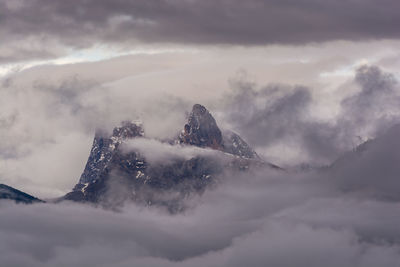 Snow covered landscape against sky