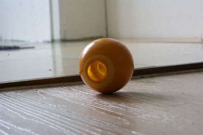 Close-up of tea cup on table