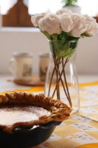 Close-up of ice cream in vase on table