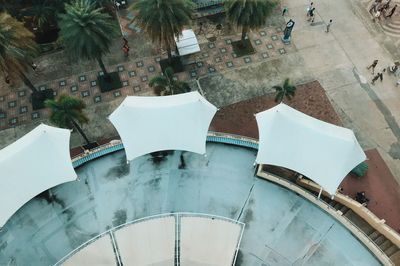 High angle view of buildings in city