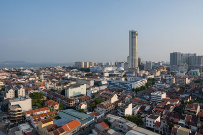 View the city of georgetown on penang in malaysia southeast asia
