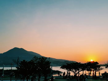 Scenic view of mountains at sunset