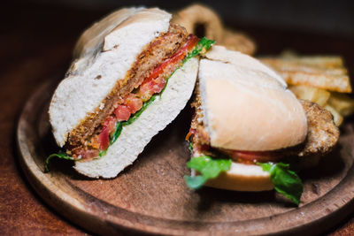 Close-up of fresh bread with vegetables