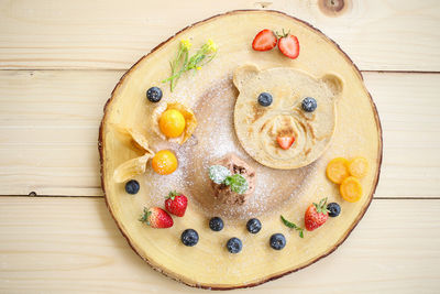 High angle view of bread on table