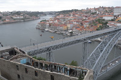 High angle view of bridge over river