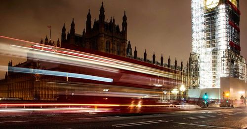 Light trails on city at night