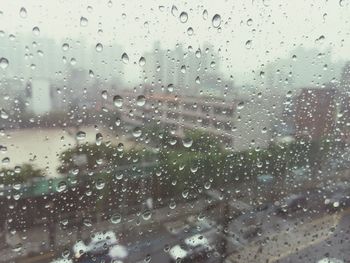 Close-up of water drops on glass