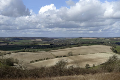 Scenic view of landscape against cloudy sky