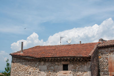 Low angle view of residential building against sky