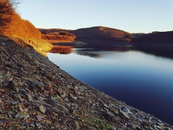 Scenic view of lake against sky