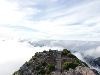 Scenic view of mountain against cloudy sky