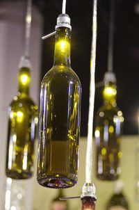 Close-up of wine bottles