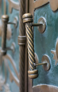 Close-up of patterned door handle