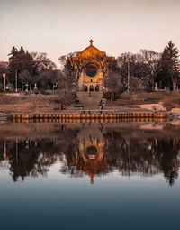 Reflection of building in lake