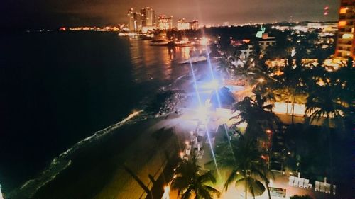 Scenic view of illuminated city at night