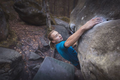 Full length of woman on rock