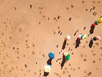 People playing on sand at beach