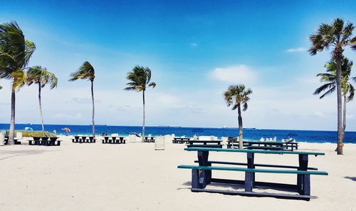 Scenic view of beach against clear sky