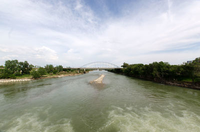 Bridge over river against sky