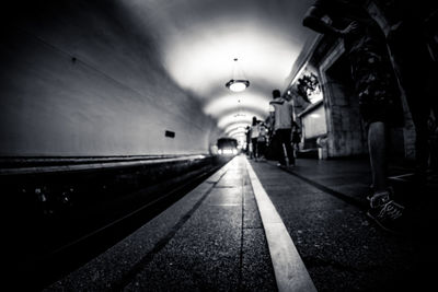 Train at railroad station at night