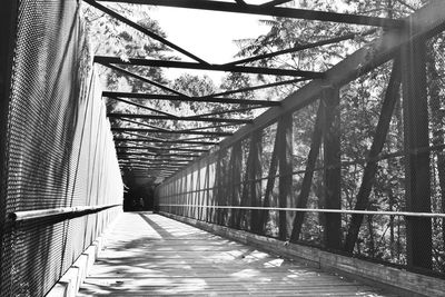 Footbridge over footpath in forest