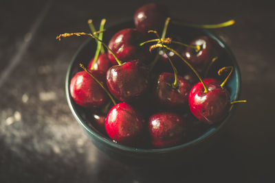 Close-up of cherries in bowl