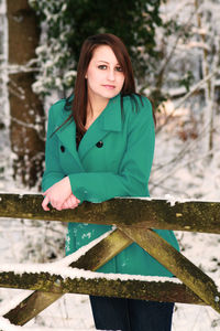 Portrait of young woman in winter