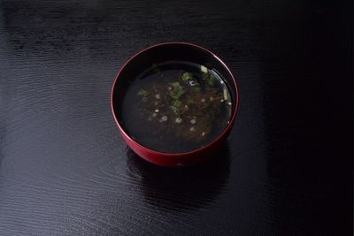 Close-up of soup in bowl on table