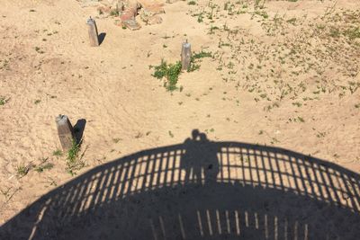 Shadow of man on sunny day