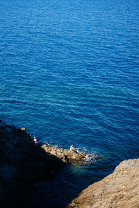 High angle view of rocks on beach