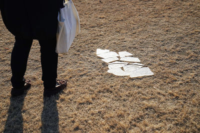 Low section of man standing on street