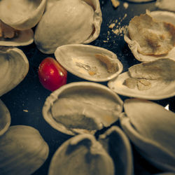 High angle view of vegetables on table