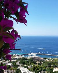 Scenic view of calm sea against clear sky