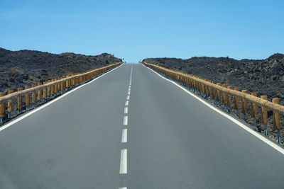 Empty road against clear sky