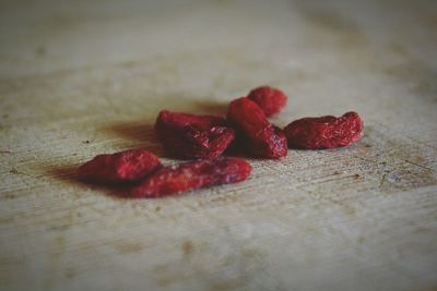 Close-up of strawberries on table