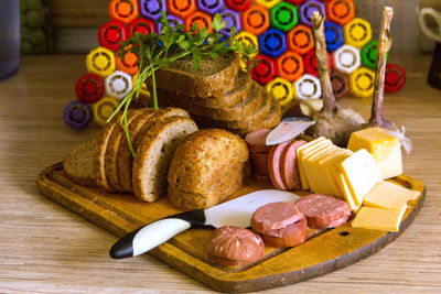 Close-up of food on cutting board