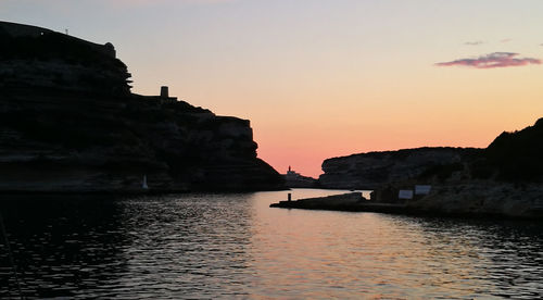 Scenic view of sea against sky during sunset