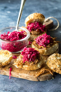 Close-up of food on table